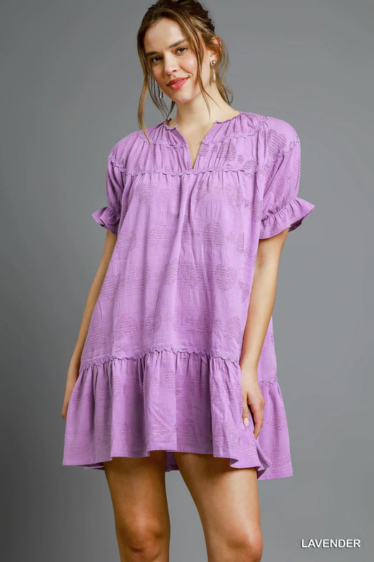 Heart Motif Ruffled Sleeve Babydoll Dress