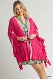 Crochet-Embellished Ruffle Kimono Topper