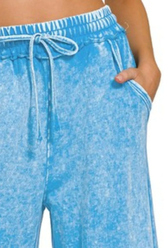 Washed French Terry Palazzo With Pockets