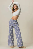 Flower Printed Side Pocket Wide Pants