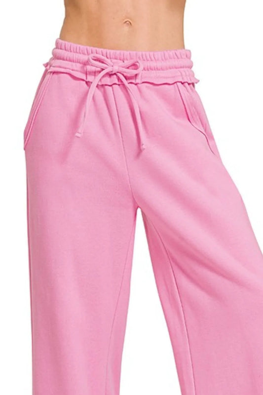 Fleece Exposed Seam Wide Leg Sweatpants