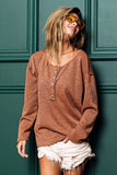Mink Lurex Stitched Button Detail Top