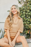 Hollow Out Polo Sweater Top