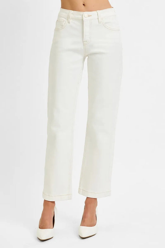 Ankle-Length Mid Rise Control Jeans for a Sleek Fit