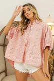 Sequin Striped Short Dolman Sleeve Blouse