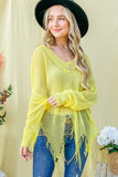 Distressed Mesh V Neck Spring Sweater Cover Up