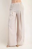 Textured Wide-Leg Pants with Pockets
