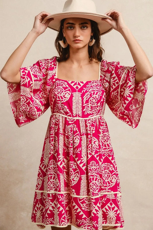 Bohemian Paisley Ruffle Hem Dress