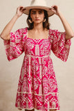 Bohemian Paisley Ruffle Hem Dress