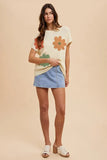 Large Flower Embo Dolman Sleeve Summer Sweater Top