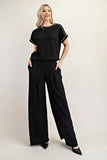 Full Size Textured Wide-Leg Pants with Pockets Plus Size