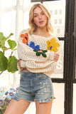 Floral Patch Sweater Crop Top
