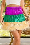 Metallic Fringe Hem Festival Mini Skirt