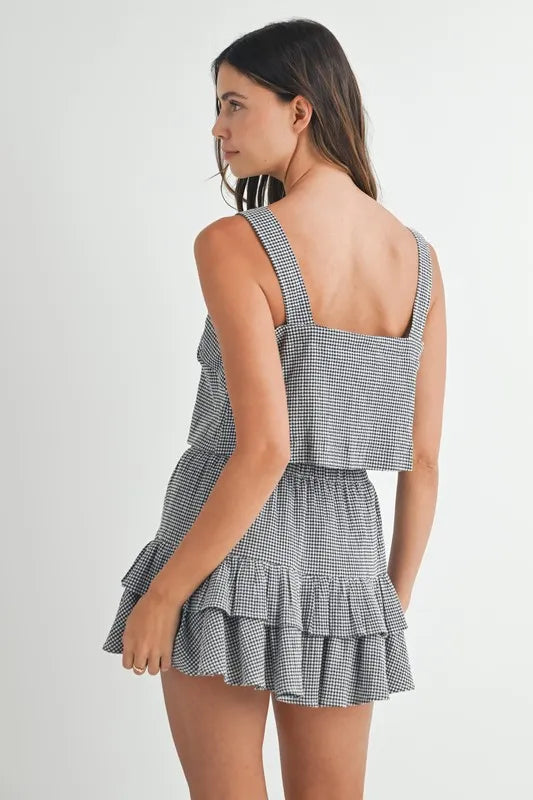 Gingham Plaid Crop Top and Mini Skirt Set