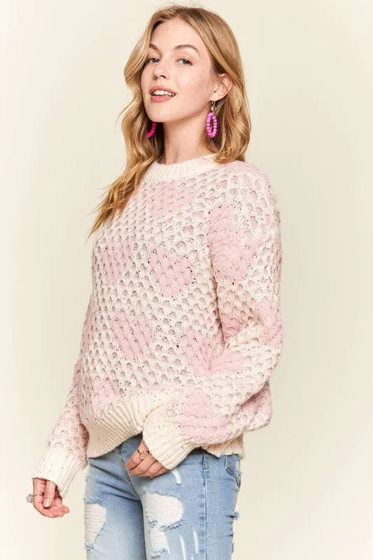 Sequins Accent Heart Sweater