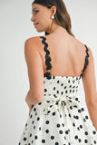 Polka Dot Mini Dress with Ricrac Trim Strap