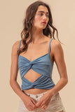 Rayon Span Jersey Knit Double Twist Front Cami Top