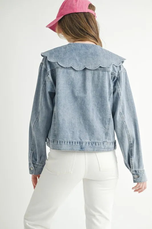 Scallop Peter Pan Collar Denim Jacket