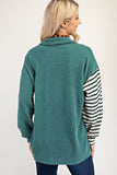 Full Size Striped Button Up Dropped Shoulder Shacket