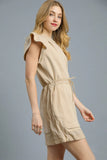 Chic Ruffle Sleeve Tie Waist Short Dress