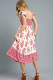 Floral Smocked Midi Dress with Ruffle Accents