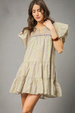 Botanical Flutter Sleeve Tiered Mini Sundress