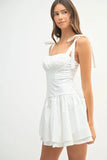 Shoulder Tie Corset Panel Mini Dress