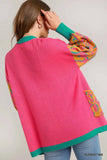 Wild Pattern Open Front Sweater Cardigan