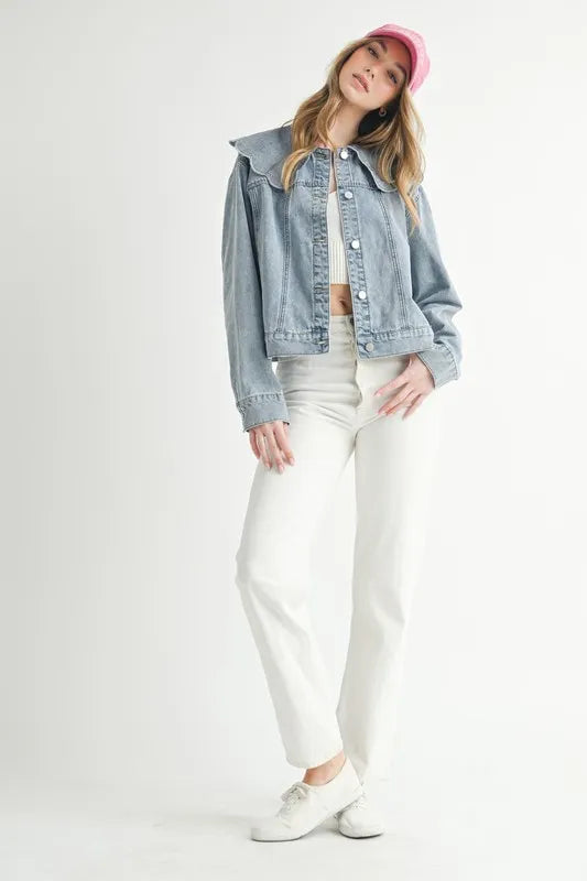 Scallop Peter Pan Collar Denim Jacket
