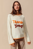 Thanksgiving Tinsel Lettering Sweater Top