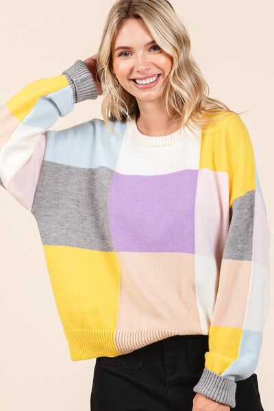 Mittoshop Color Block Round Neck Sweater