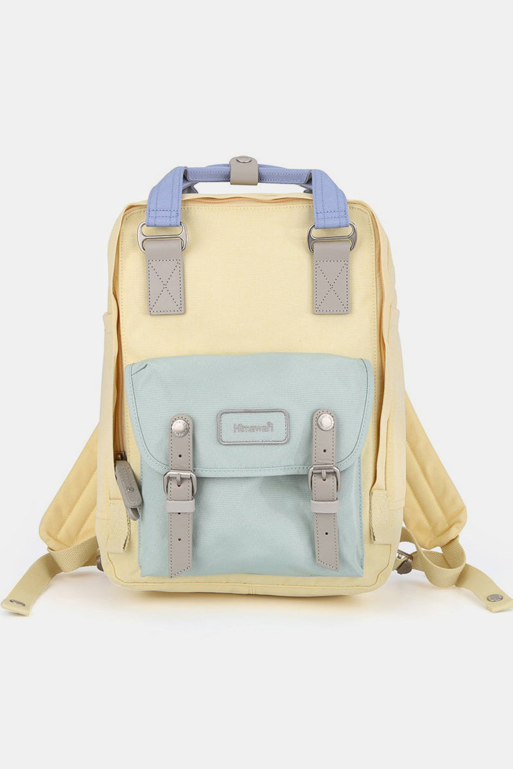Contrast Water and Scratch-Resistant Nylon Backpack Bag - Light Yellow