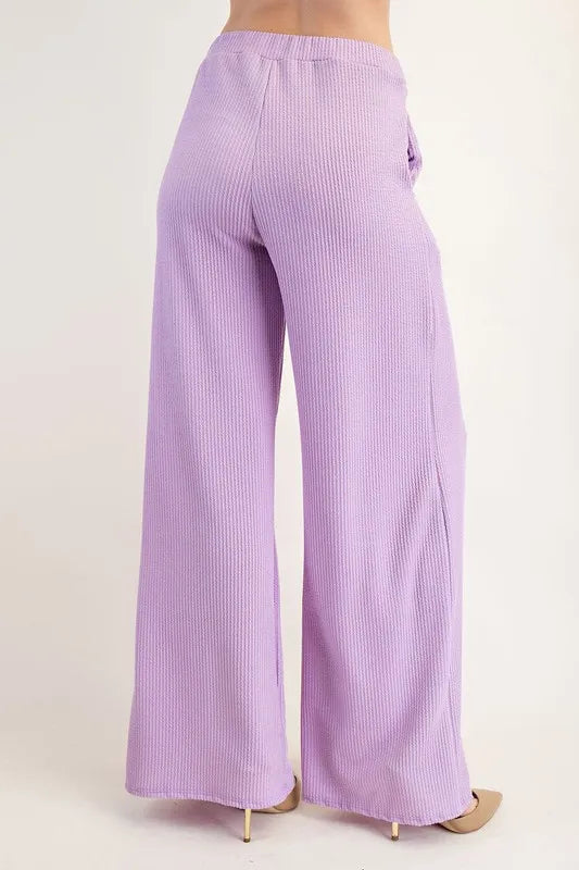 Full Size Textured Wide-Leg Pants with Pockets Plus Size