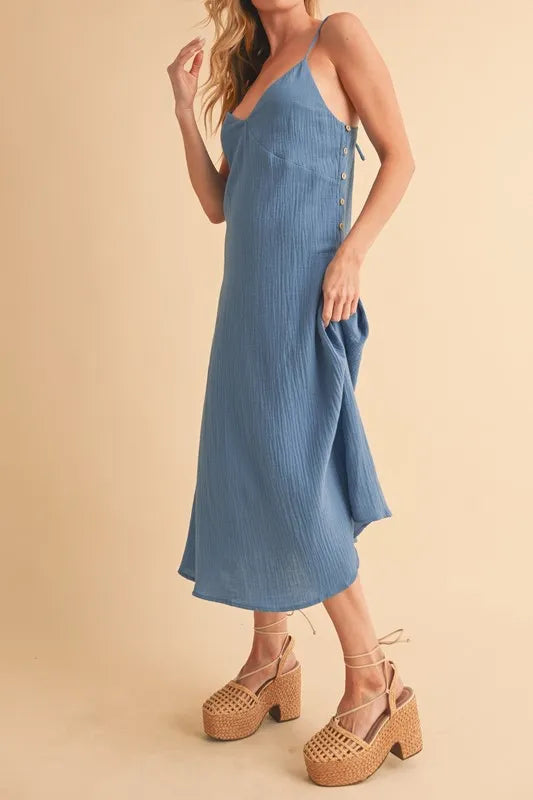 Side Button Midi Cami Dress