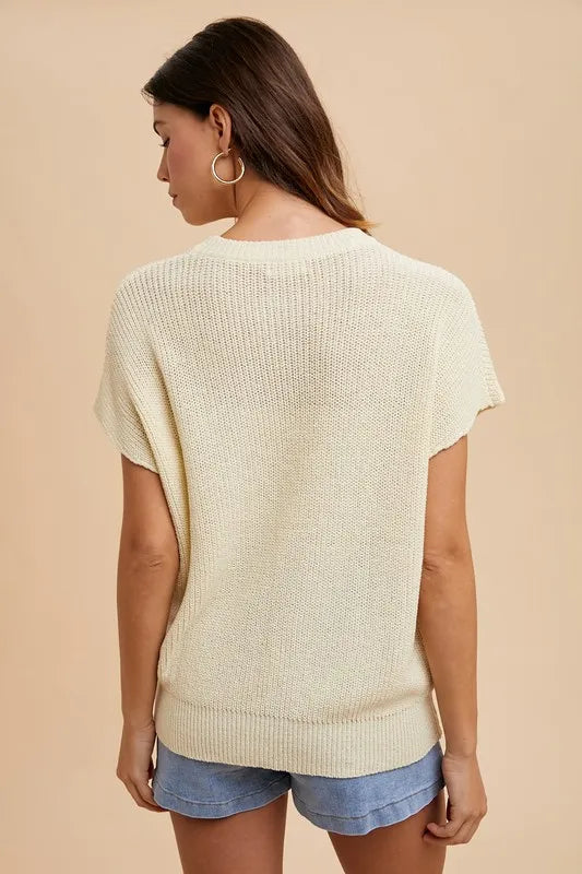 Large Flower Embo Dolman Sleeve Summer Sweater Top
