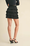 Ruffled Detail High Waist Knit Mini Skirt