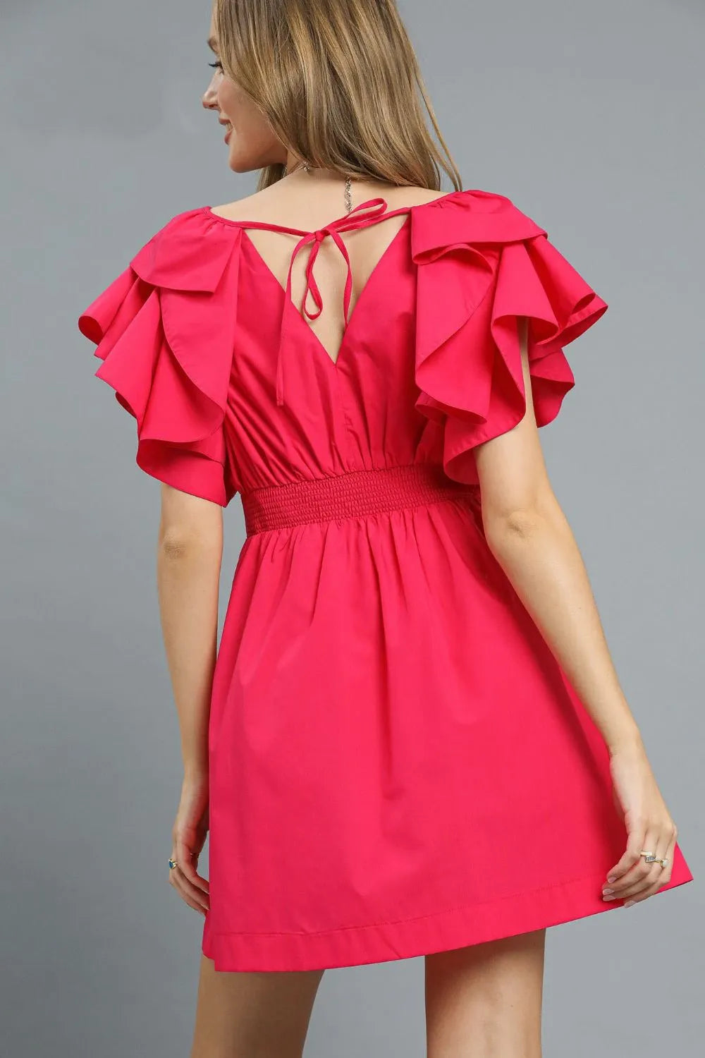 Tiered Ruffle Sleeve A-Line Party Dress