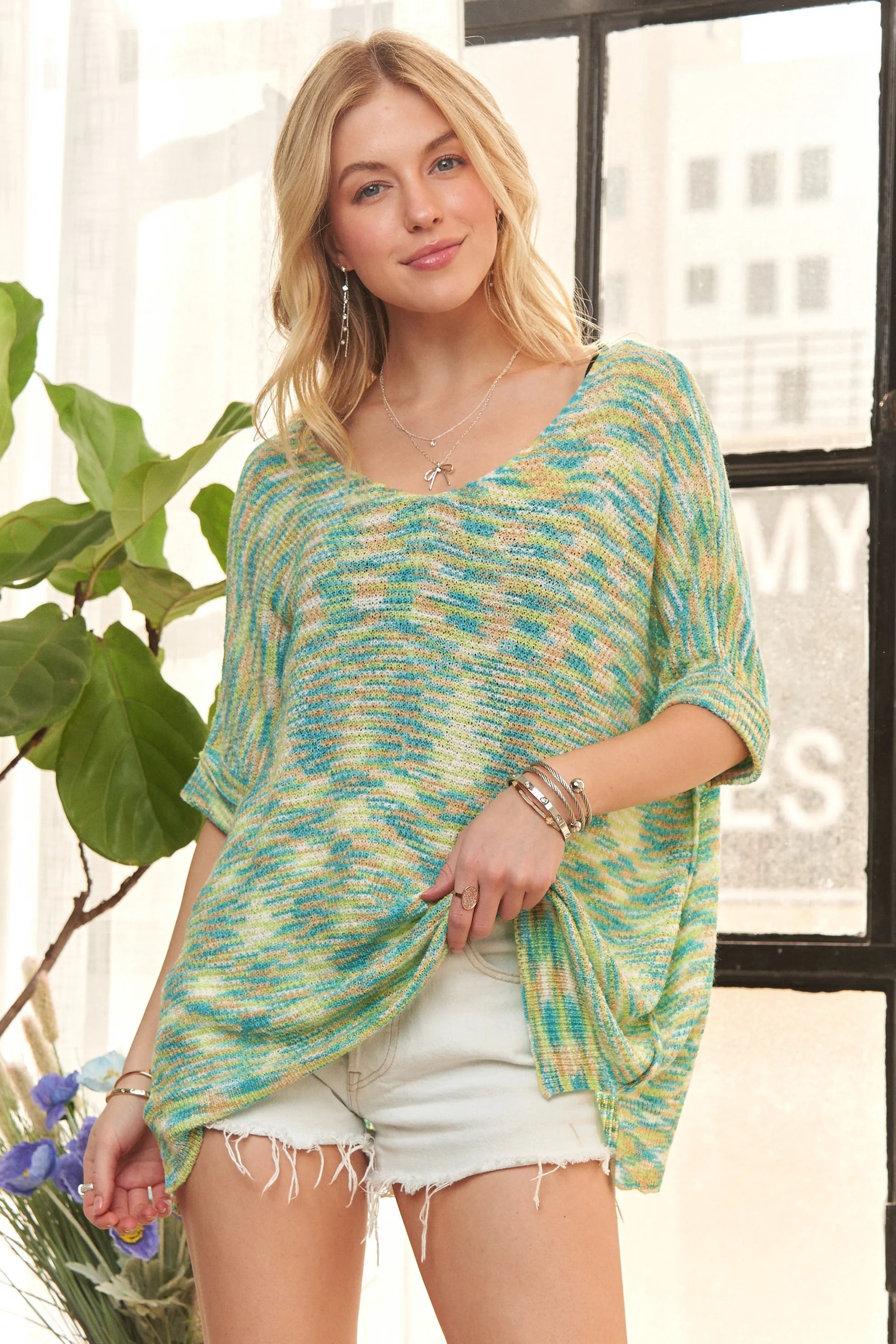 Multi Color Lightweight Sweater Top
