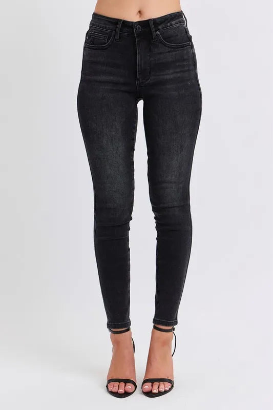 Full Size Midi Rise Tummy Control Skinny Jeans Plus Size
