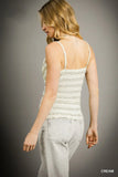 Ruffle-Edged Textured Knit Smocked Camisole