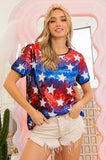 American Theme Star Pattern Sequin Top