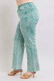 Full Size High Waist Garment Dyed Raw Hem Dad Jean Plus Size