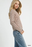 Long-Sleeve Bow Pattern Knit Top
