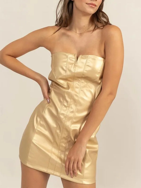 Metallic Slip Mini Dress