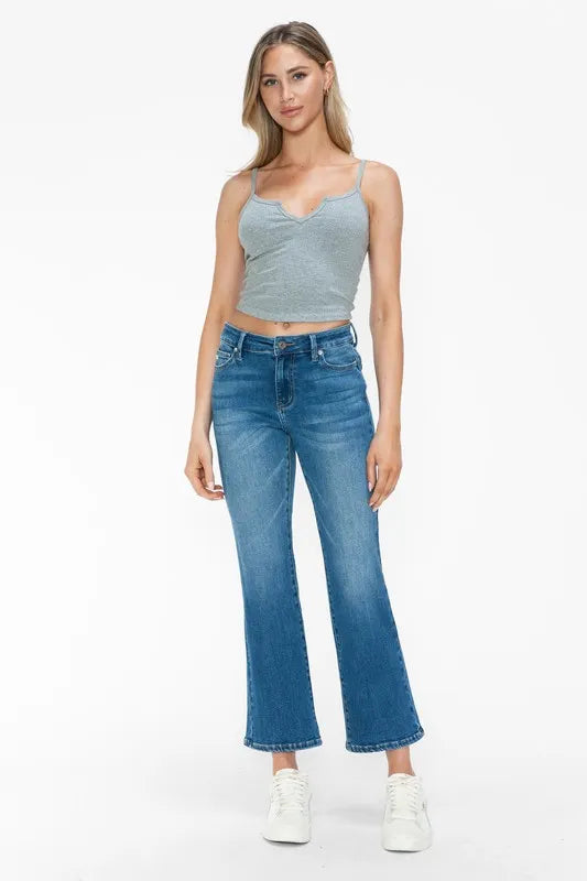 Premium Full Size Mid Rise Ankle Flare Jeans