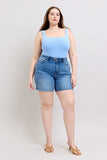 Full Size 2 Button Denim Shorts with Pockets Plus Size
