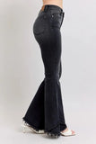 Full Size High Waist Flare W/ Mock Fray Tulip Hem Plus Size