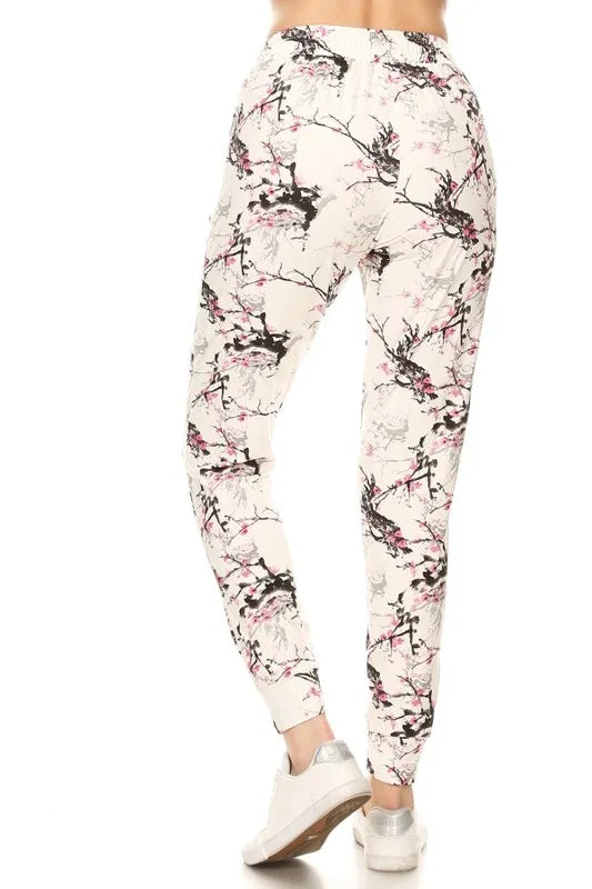 Full Size Buttery Soft Printed Joggers with Drawstring Plus Size