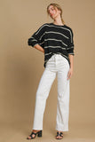 Wool Blend Striped Round Neck Sweater