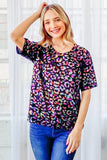 Leopard Foil Printed Half Sleeve Summer Sweater